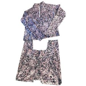 FLX by Kohl's Women's Activewear Set Top & Leggings Pink Black Abstract Print  M